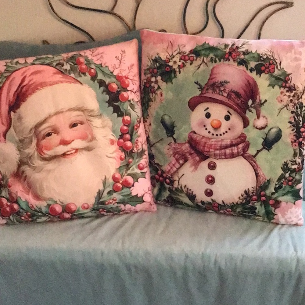 Pillows -Item 4- Santa and Snowman pillows